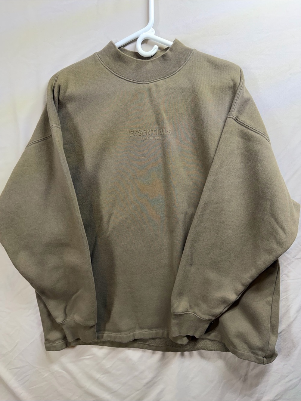 ESSENTIALS Men’s Olive Green Mock-Neck Sweatshirt